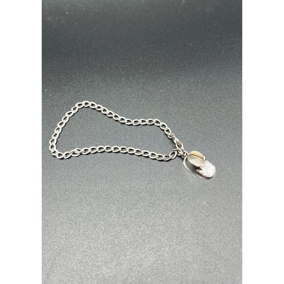 Vintage LESTAGE 1950s STERLING Baby Shoe Charm Bracelet Mother's Jewelry 7" - Picture 4 of 5